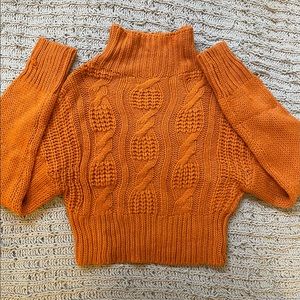SHEIN Orange Cropped Turtleneck Sweater
